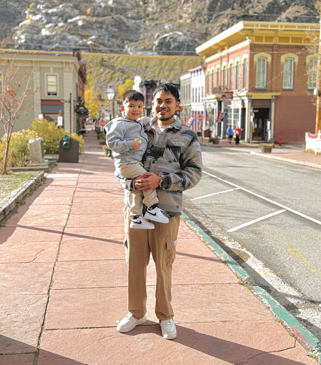 Edgar, owner of Chino's Remodel & Build, with his son in the Vail Valley